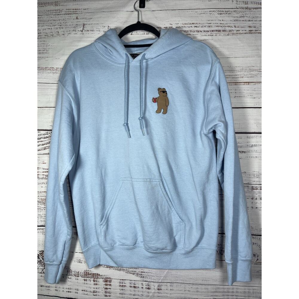Riot Society Baby blue Teddy Bear Graphic Hoodie Size Small
